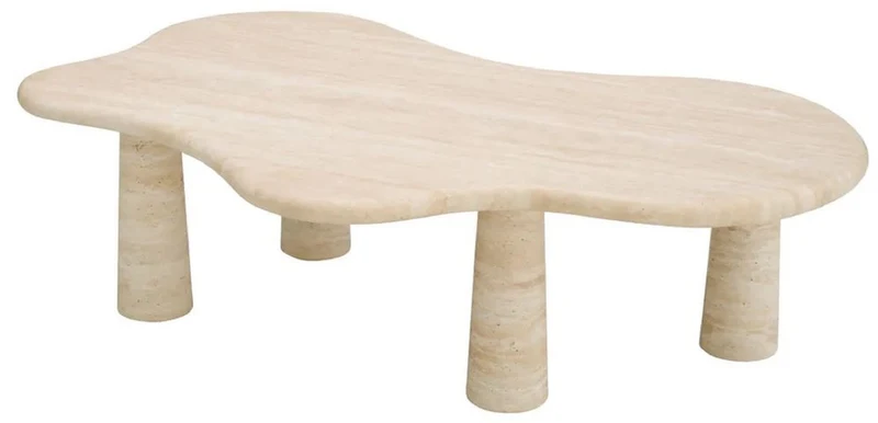 Casa Padrino Luxus Couchtisch Beige 116 x 73 x H. 34 cm - Travertin Naturstein Wohnzimmertisch - Wohnzimmer Möbel - Travertin Möbel - Luxus Möbel - Luxus Einrichtung