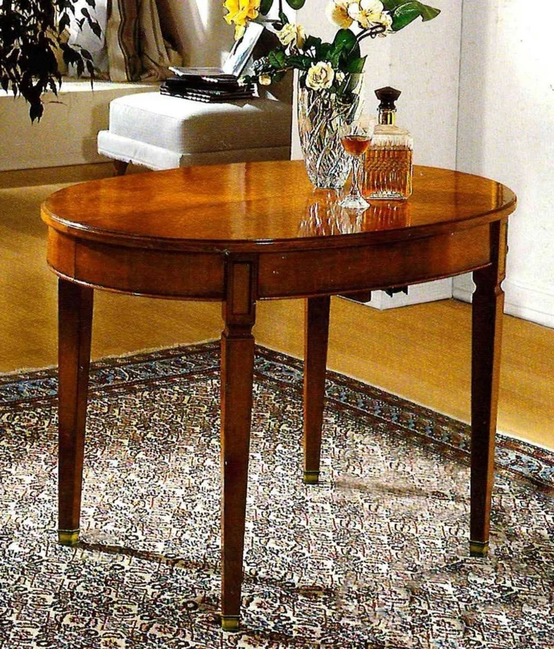 Casa Padrino Luxus Biedermeier Esstisch Braun / Messing - Ausziehbar - Made in Italy