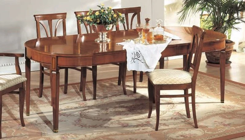Casa Padrino Luxus Biedermeier Esstisch Braun / Messing - Ausziehbar - Made in Italy