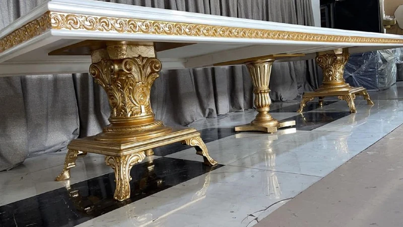 Casa Padrino Luxus Barock Esstisch Creme / Weiß / Gold 500 cm - Riesiger Massivholz Esszimmertisch - Esszimmer Möbel im Barockstil - Barock Möbel - Barock Einrichtung - Edel & Prunkvoll