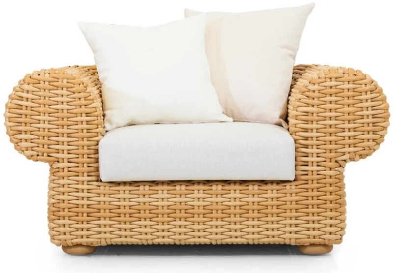 Casa Padrino Luxus Gartensessel Naturfarben / Weiß 135 cm