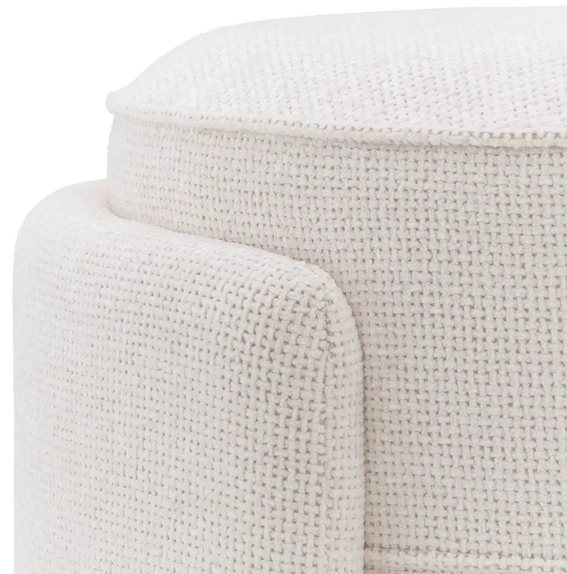 Casa Padrino Luxus Hocker Cremeweiß Ø 73 x H. 38 cm - Runder Sitzhocker - Rundhocker - Fußhocker - Wohnzimmer Möbel - Hotel Möbel - Luxus Möbel