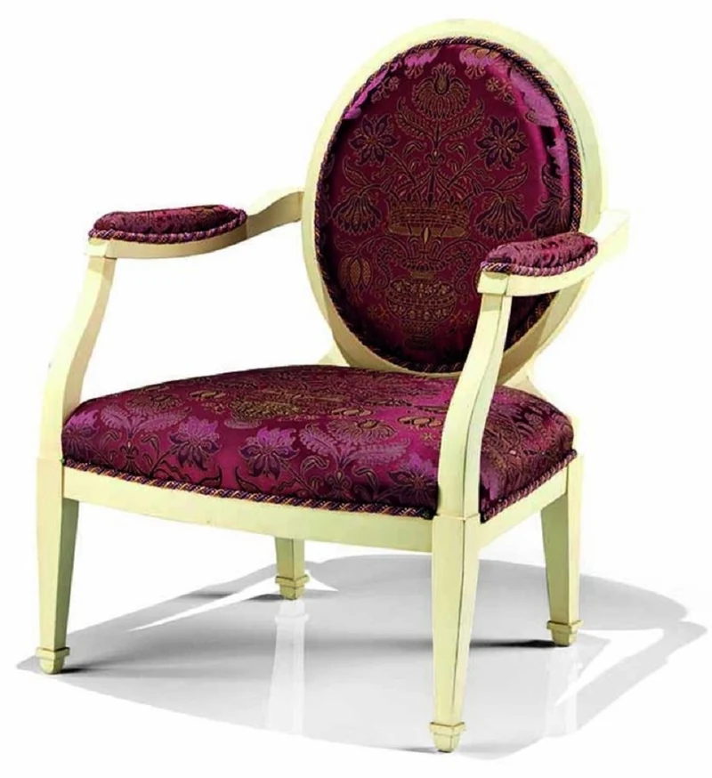 Casa Padrino Luxus Barock Sessel Lila / Elfenbein - Made in Italy