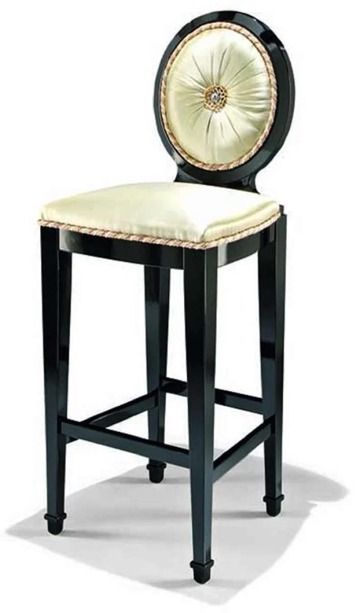 Casa Padrino Luxus Barock Barstuhl Gold / Schwarz H. 121 cm - Made in Italy