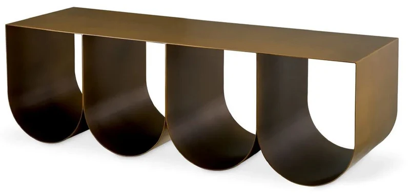 Casa Padrino Luxus Couchtisch Messing 120 x 40 x H. 38 cm - Rechteckiger Metall Wohnzimmertisch - Wohnzimmer Möbel - Hotel Möbel - Luxus Metall Möbel