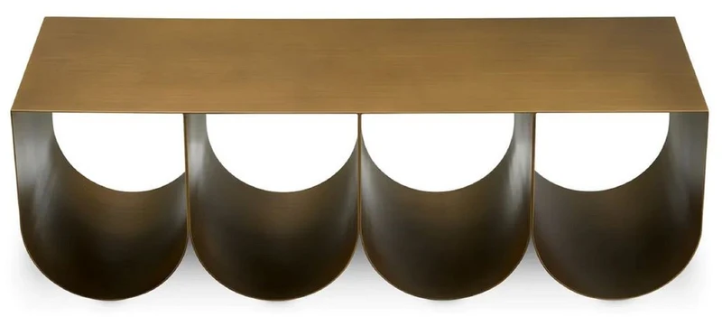 Casa Padrino Luxus Couchtisch Messing 120 x 40 x H. 38 cm - Rechteckiger Metall Wohnzimmertisch - Wohnzimmer Möbel - Hotel Möbel - Luxus Metall Möbel