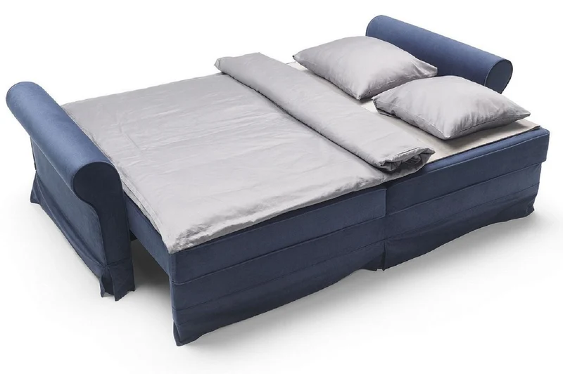 Casa Padrino Luxus Sofa Blau 239 x 110 x H. 90 cm - Wohnzimmer Sofa mit Schlaffunktion - Wohnzimmer Möbel - Luxus Möbel - Luxus Interior