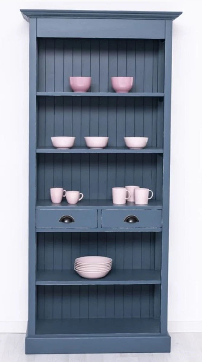 Casa Padrino Landhausstil Shabby Chic Schrank Antik Blau 91 x 39 x H. 197 cm - Landhausstil Esszimmer Schrank - Massivholz Möbel - Landhausstil Shabby Chic Möbel