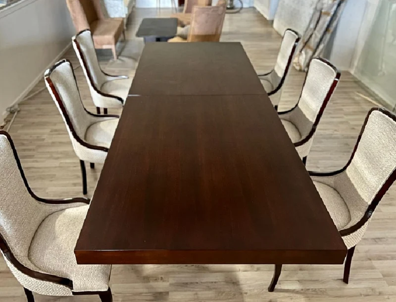 Casa Padrino Luxus Esstisch Braun / Gold 300-400 x 110 x H. 78 cm - Ausziehbarer Massivholz Esszimmertisch - Italienische Luxus Esszimmer Möbel - Luxus Qualität - Made in Italy