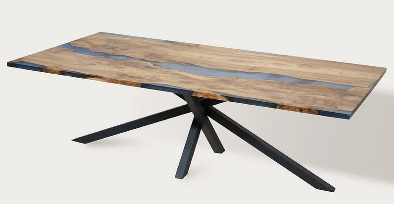 Casa Padrino Luxus Esstisch Braun / Blau / Schwarz 250 cm