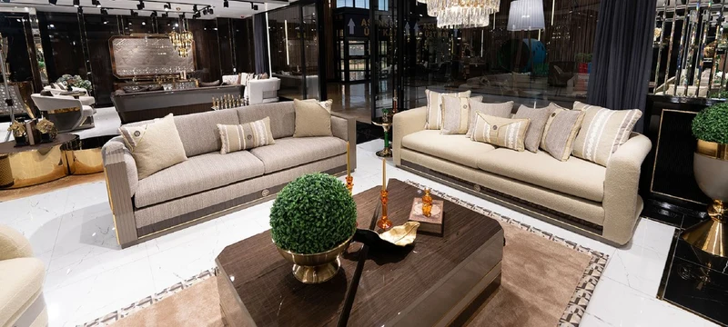 Casa Padrino Luxus Sofa Grau / Braun / Gold - Wohnzimmer Sofa - Hotel Sofa - Wohnzimmer Möbel - Hotel Möbel - Luxus Möbel