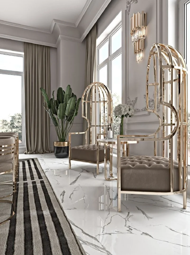 Casa Padrino Luxus Sessel Grau / Gold 78 x 78 x H. 156 cm - Wohnzimmer Sessel - Hotel Sessel - Wohnzimmer Möbel - Hotel Möbel - Luxus Möbel