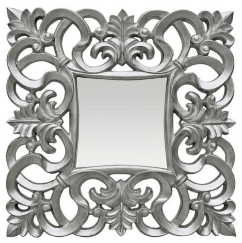 Casa Padrino Barock Spiegel Silber 76 x H. 76 cm - Quadratischer Wandspiegel im Barockstil - Prunkvoller Antik Stil Garderoben Spiegel - Barock Interior - Barock Möbel