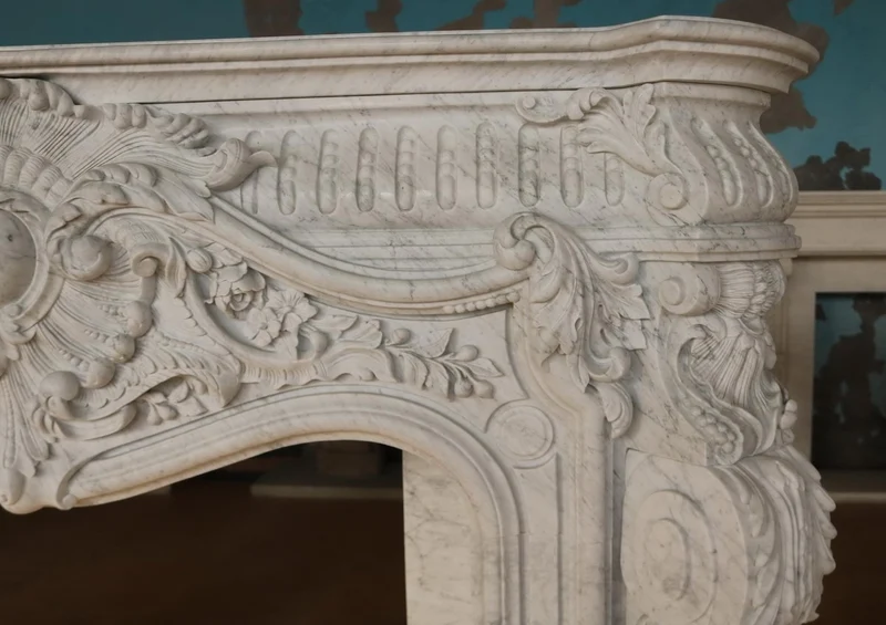 Casa Padrino Luxus Barock Marmor Kaminumrandung Weiß 200 x H. 160 cm