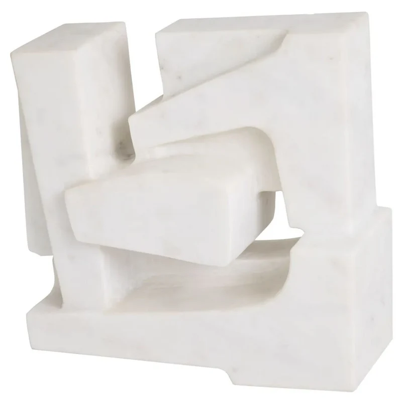 Casa Padrino Luxus Marmor Deko Objekt Weiß 38 x 15 x H. 38 cm - Wohnzimmer Dekoration - Schreibtisch Dekoration - Marmor Dekoration - Luxus Kollektion