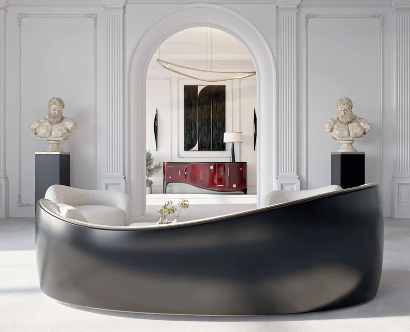 Casa Padrino Luxus Sessel Weiß / Schwarz / Silber 140 x 105 x H. 78 cm - Wohnzimmer Sessel - Hotel Sessel - Wohnzimmer Möbel - Hotel Möbel - Luxus Möbel