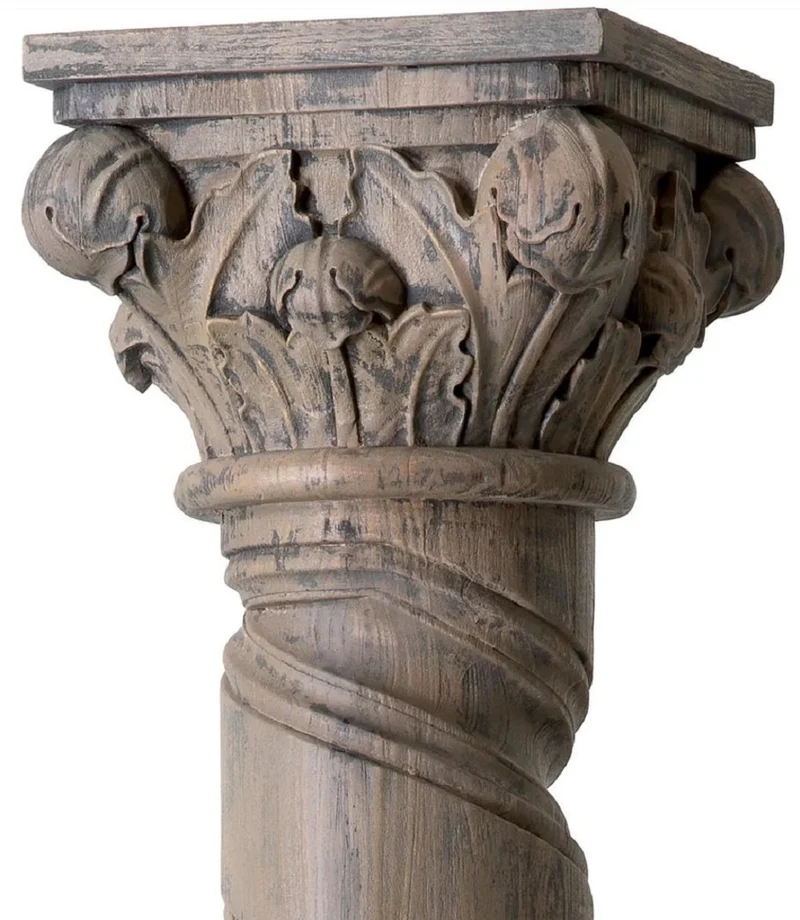 Casa Padrino Luxus Barock Mahagoni Deko Säule Antik Braun - Handgeschitzte Massivholz Säule - Prunkvolle Wohnzimmer Deko - Barock Möbel - Barock Deko Accessoires