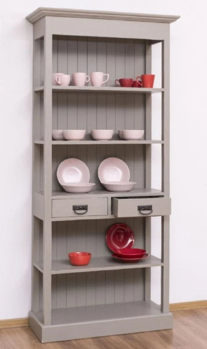 Casa Padrino Landhausstil Shabby Chic Schrank Antik Grau 91 x 39 x H. 197 cm - Landhausstil Esszimmer Schrank - Massivholz Möbel - Landhausstil Shabby Chic Möbel