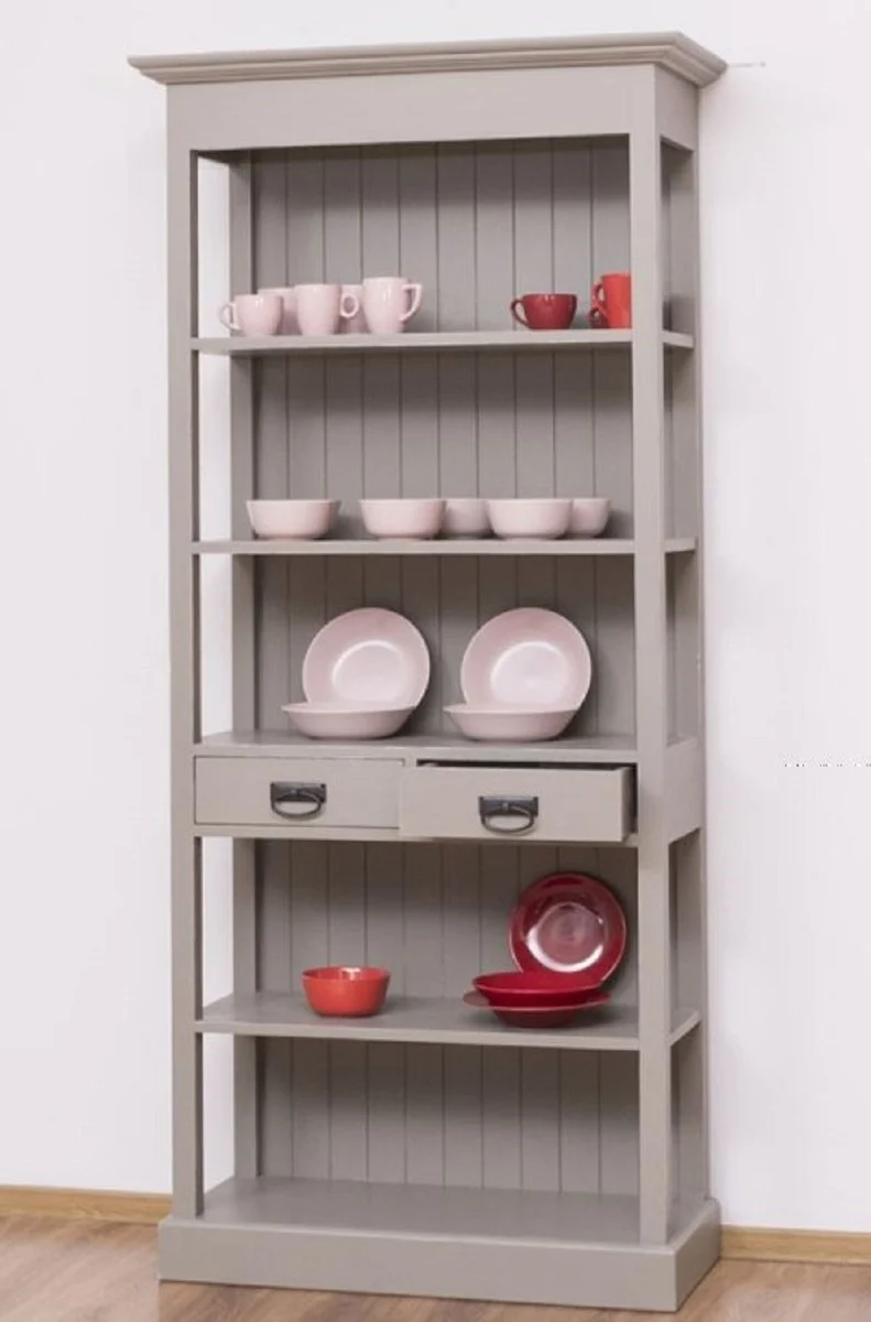 Casa Padrino Landhausstil Shabby Chic Schrank Antik Grau 91 x 39 x H. 197 cm - Landhausstil Esszimmer Schrank - Massivholz Möbel - Landhausstil Shabby Chic Möbel