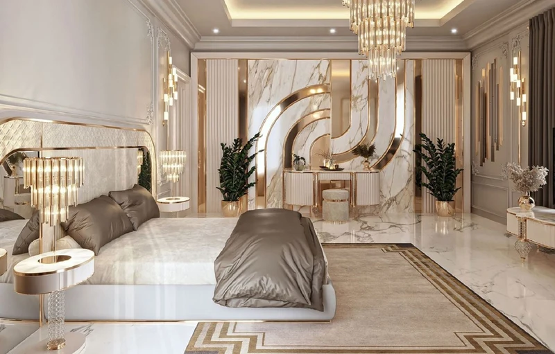 Casa Padrino Luxus Art Deco Nachtkommode Weiß / Grau / Gold 60 x 45 x H. 66 cm - Nachttisch mit Schublade und Kunstmarmor Platte - Art Deco Schlafzimmer Möbel - Luxus Schlafzimmer Möbel