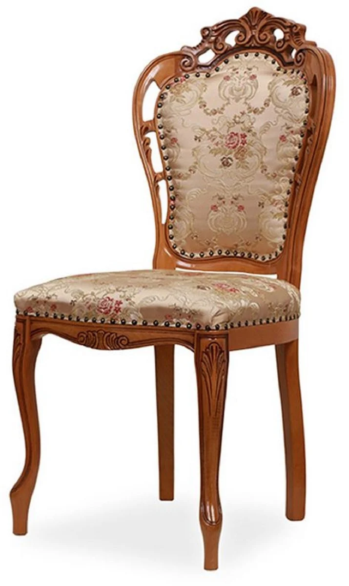 Casa Padrino Luxus Barock Esszimmer Stuhl 6er Set mit elegantem Muster Gold / Mehrfarbig / Braun - Barockstil Küchen Stühle - Prunkvolle Luxus Esszimmer Möbel im Barockstil - Edel & Prunkvoll