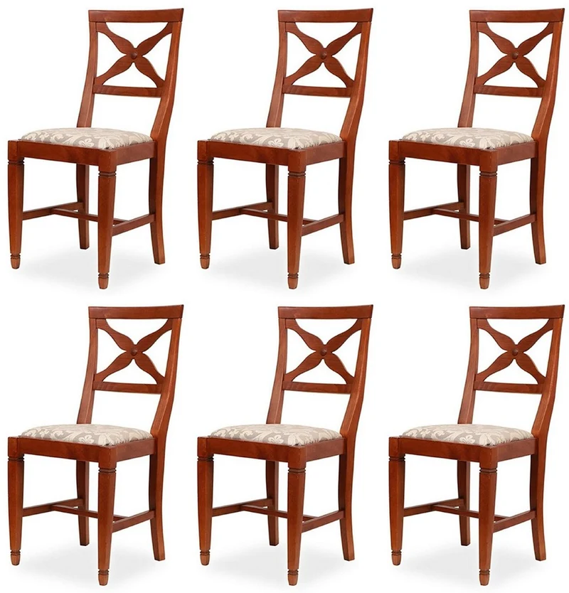 Casa Padrino Biedermeier Esszimmer Stuhl 6er Set Grau / Braun