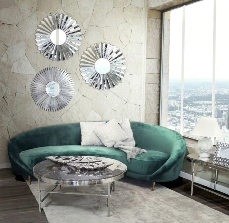Casa Padrino Luxus Spiegel Ø 90 cm - Runder Wohnzimmer Wandspiegel - Garderoben Spiegel - Schlafzimmer Spiegel - Luxus Kollektion