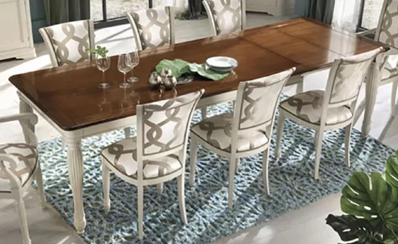 Casa Padrino Luxus Barock Esstisch ausziehbar Braun / Cremeweiß - Made in Italy