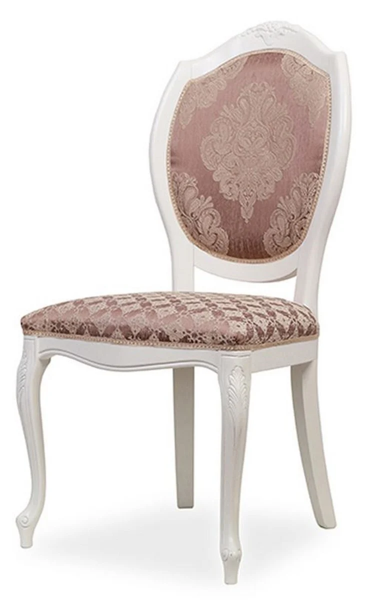 Casa Padrino Luxus Barock Esszimmer Stuhl 4er Set Lila / Beige / Weiß - Barockstil Küchen Stühle - Prunkvolle Luxus Esszimmer Möbel im Barockstil - Edel & Prunkvoll