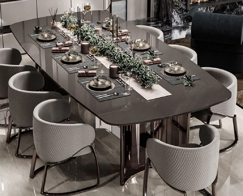 Casa Padrino Luxus Esstisch Grau / Bronze 240,5 x 112 x H. 76 cm - Rechteckiger Luxus Küchentisch - Esszimmer Möbel - Luxus Möbel