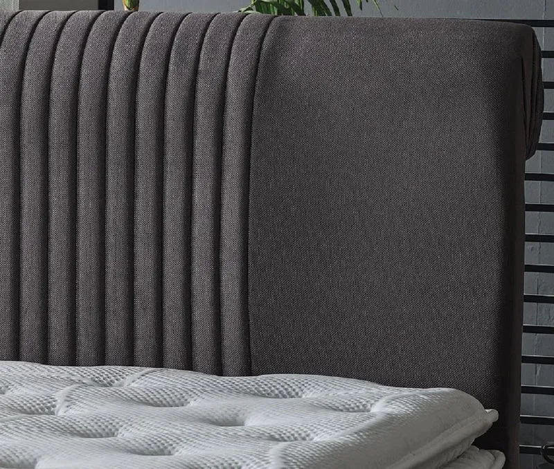 Casa Padrino Luxus Doppelbett Grau / Weiß / Dunkelbraun 180 x 200 cm - Massivholz Bett mit Kopfteil und Matratze - Schlafzimmer Möbel - Hotel Möbel - Luxus Möbel - Luxus Einrichtung