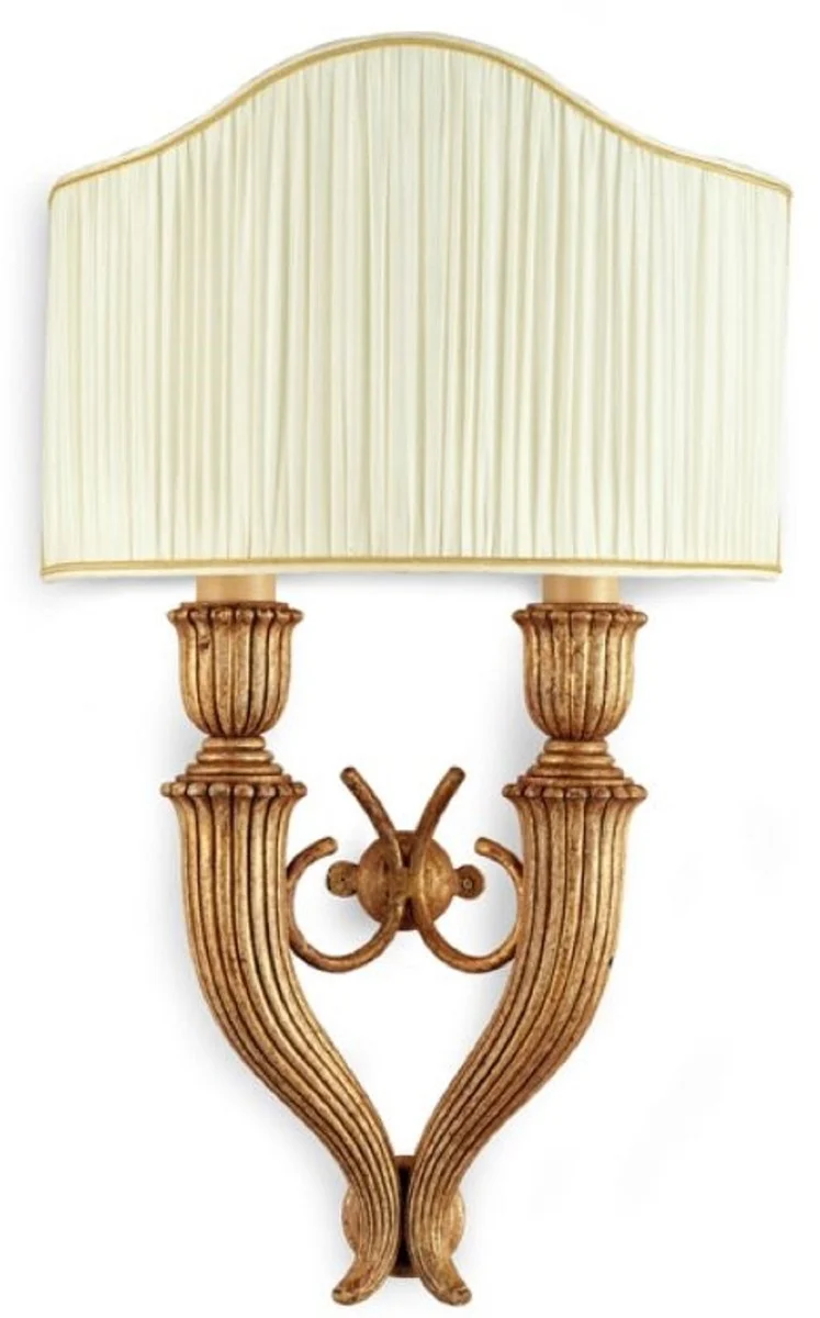 Casa Padrino Luxus Barock Doppel Wandleuchte Antik Gold / Creme-Gold 29 x 15 x H. 47 cm - Prunkvolle Wandlampe im Barockstil - Barock Leuchten - Luxus Qualität - Made in Italy