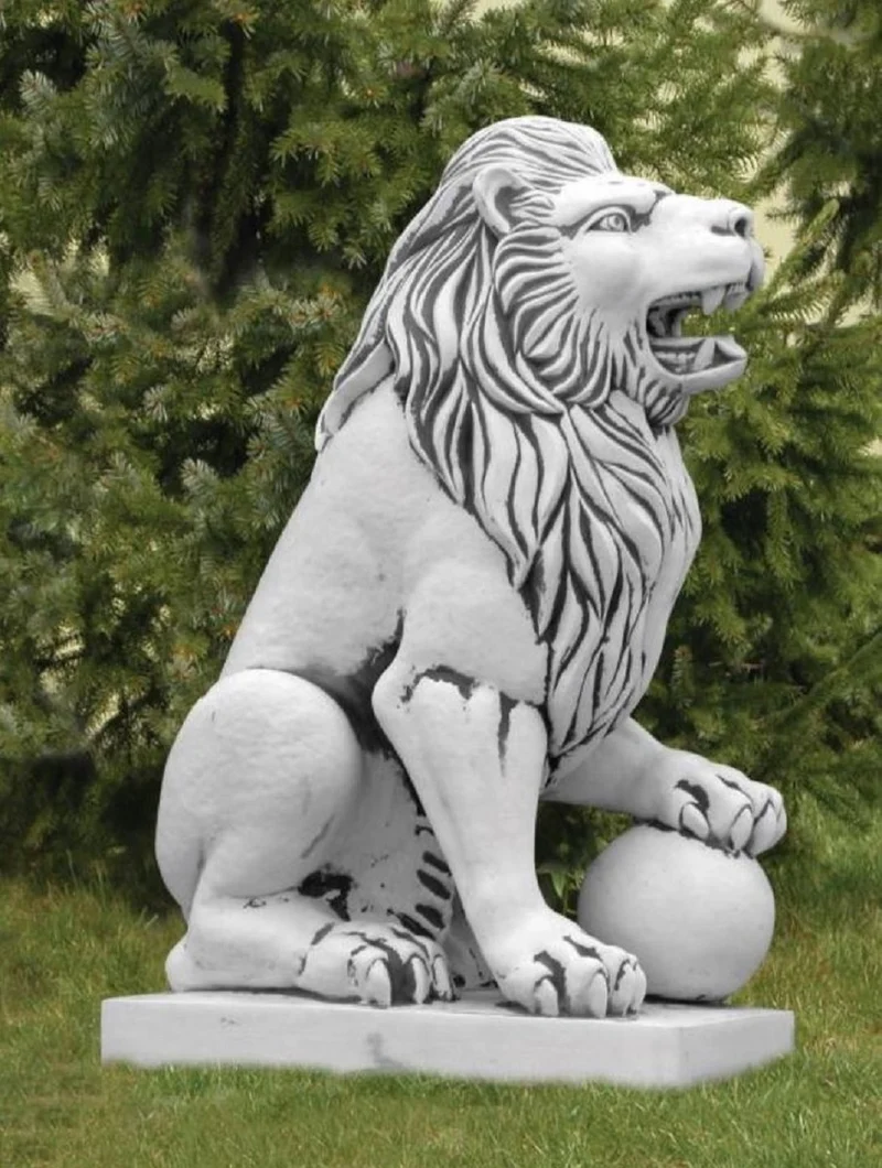 Casa Padrino Barock Garten Deko Skulptur Löwe Grau H. 128 cm - Linke Seite