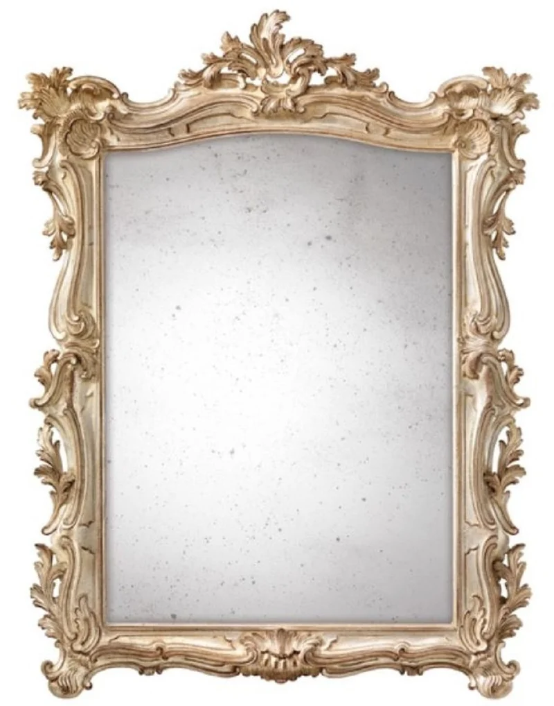 Casa Padrino Luxus Barock Spiegel Cremeweiß / Braun - Prunkvoller italienischer Barockstil Wandspiegel mit antikem Spiegelglas - Luxus Möbel im Barockstil - Barock Möbel - Made in Italy
