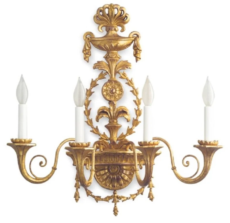 Casa Padrino Luxus Barock Wandleuchte Antik Gold 61 x 24 x H. 62 cm - Prunkvolle Wandlampe im Barockstil - Barock Leuchten - Luxus Qualität - Made in Italy