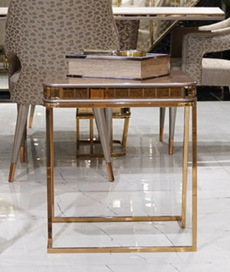 Casa Padrino Luxus Beistelltisch Grau / Gold - Quadratischer Wohnzimmer Beistelltisch - Wohnzimmer Möbel - Hotel Möbel - Luxus Möbel