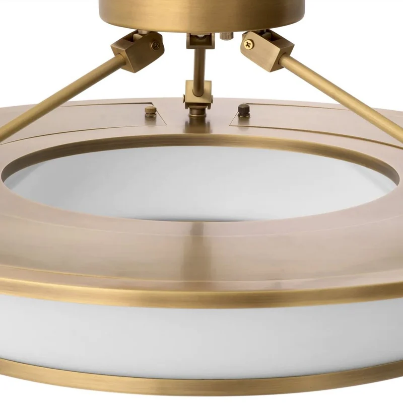 Casa Padrino Luxus Deckenleuchte Antik Messing / Weiß Ø 61 x H. 21,5 cm - Runde Deckenlampe mit Glas Lampenschirmen - Luxus Qualität