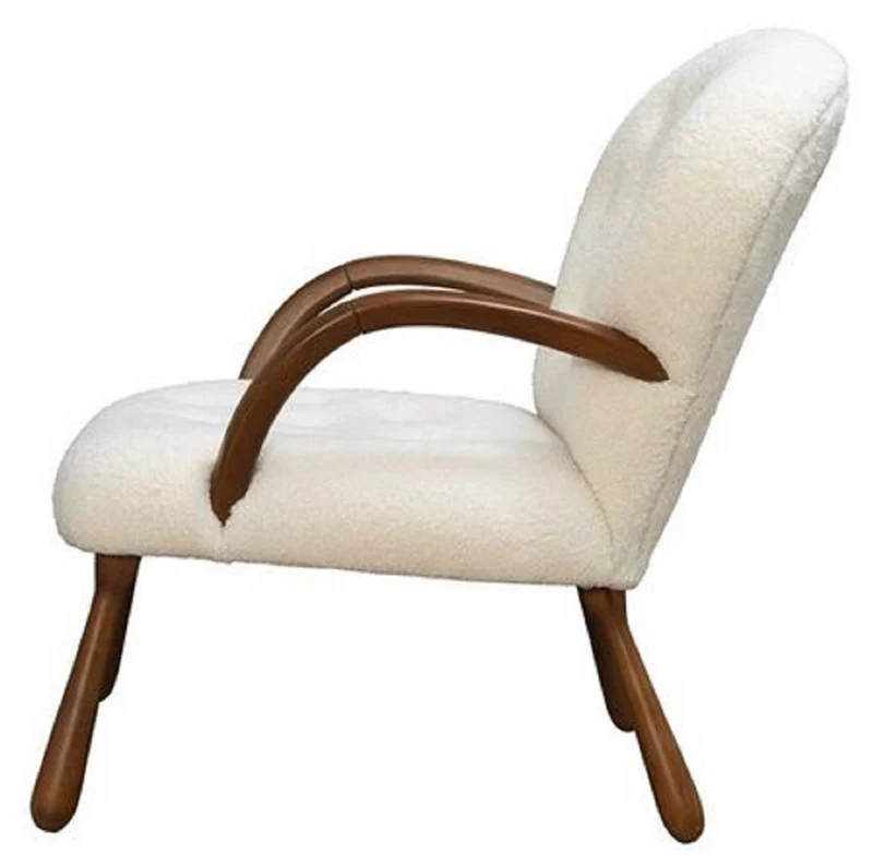 Casa Padrino Luxus Sessel Weiß / Dunkelbraun 65 x 85 x H. 90 cm - Wohnzimmer Sessel - Hotel Sessel - Wohnzimmer Möbel - Hotel Möbel - Luxus Möbel - Luxus Einrichtung