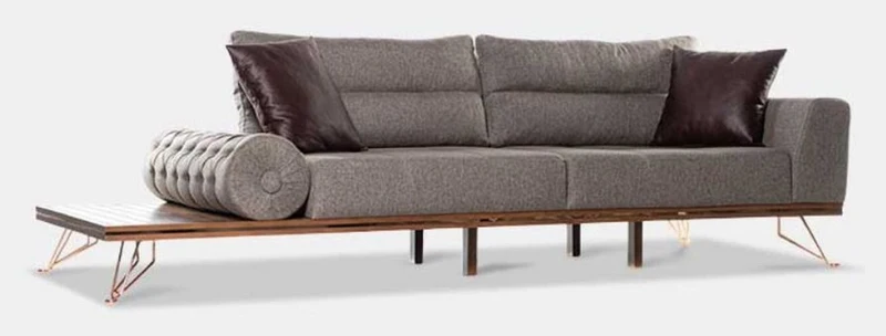 Casa Padrino Luxus Sofa Grau / Braun / Kupfer 270 x 100 x H. 65 cm - Wohnzimmer Sofa mit verstellbaren Rückenlehnen - Wohnzimmer Möbel - Hotel Möbel - Luxus Möbel