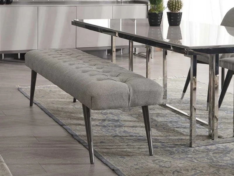 Casa Padrino Luxus Esstisch Grau / Silber 210 x 105 x H. 75 cm - Rechteckiger Küchentisch - Esszimmer Möbel - Küchen Möbel - Luxus Möbel - Luxus Einrichtung