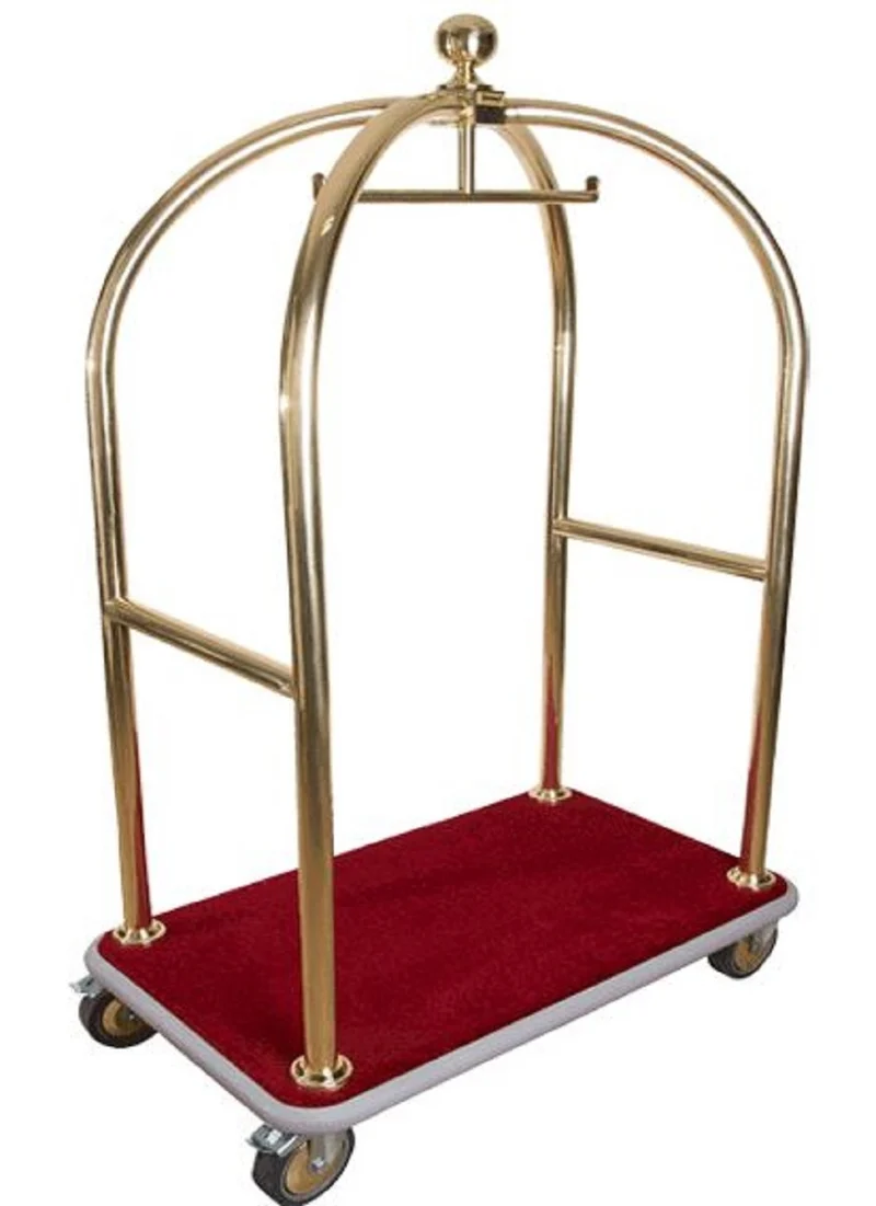 Casa Padrino Luxus Trolley Gold / Rot 105 x 65 x H. 193 cm - Hotel Accessoires - Luxus Accessoires