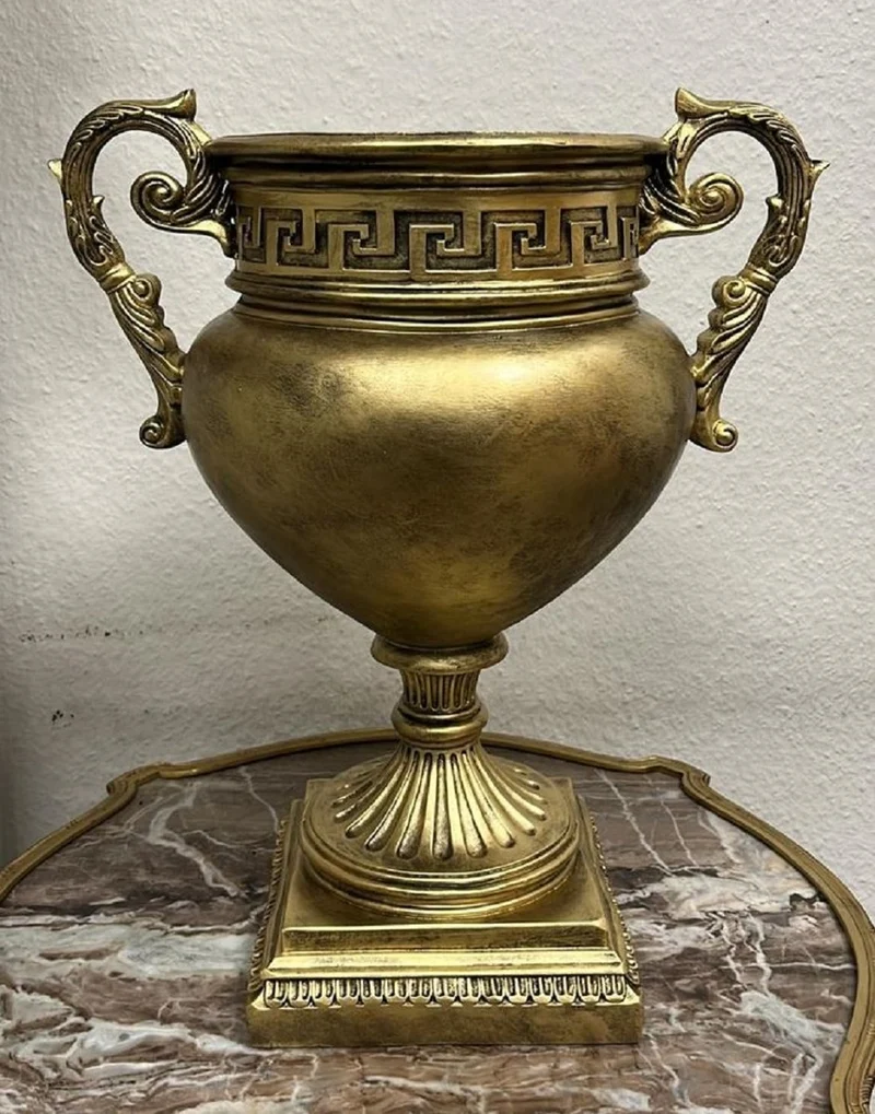 Casa Padrino Barock Deko Vase Antik Gold H. 50 cm - Prunkvolle Barockstil Blumenvase - Deko Accessoires im Barockstil