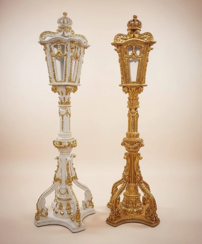 Pompöös by Casa Padrino Barock Laterne Creme / Gold - Pompööse Barock Stehleuchte designed by Harald Glööckler