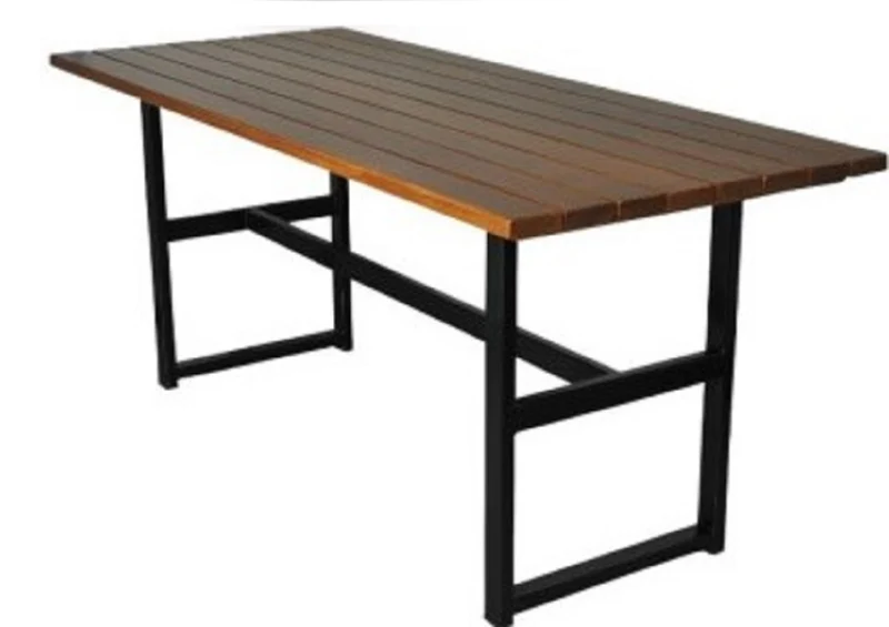 Casa Padrino Industrie Stil Biergarten Esstisch Dunkelbraun / Schwarz 140 x 80 x H. 75 cm - Rechteckiger Gartentisch mit Latten Tischplatte - Gastronomie & Garten Möbel