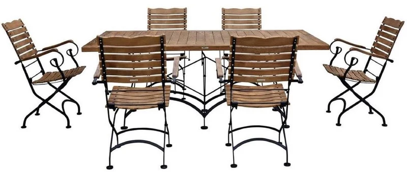Casa Padrino Jugendstil Gartenstuhl 4er Set mit Armlehnen Braun / Schwarz 60 x 40 x H. 92 cm - Klappbare Gartenstühle - Barock & Jugendstil Gastronomie & Garten Möbel
