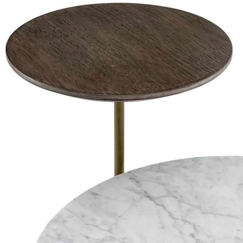 Casa Padrino Luxus Beistelltisch mit Marmorplatte Braun / Weiß / Messing 59,5 x 45 x H. 54,5 cm - Wohnzimmer Möbel - Luxus Möbel - Wohnzimmer Einrichtung - Luxus Qualität