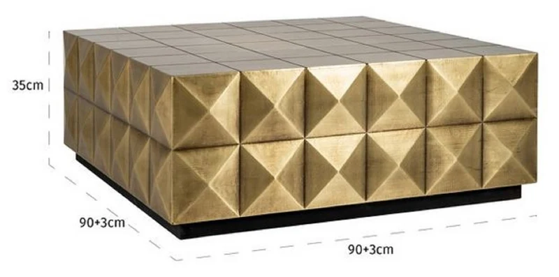 Casa Padrino Luxus Couchtisch Gold / Schwarz 90 x 90 x H. 35 cm - Quadratischer Wohnzimmertisch - Wohnzimmer Möbel - Hotel Möbel - Luxus Möbel - Luxus Einrichtung