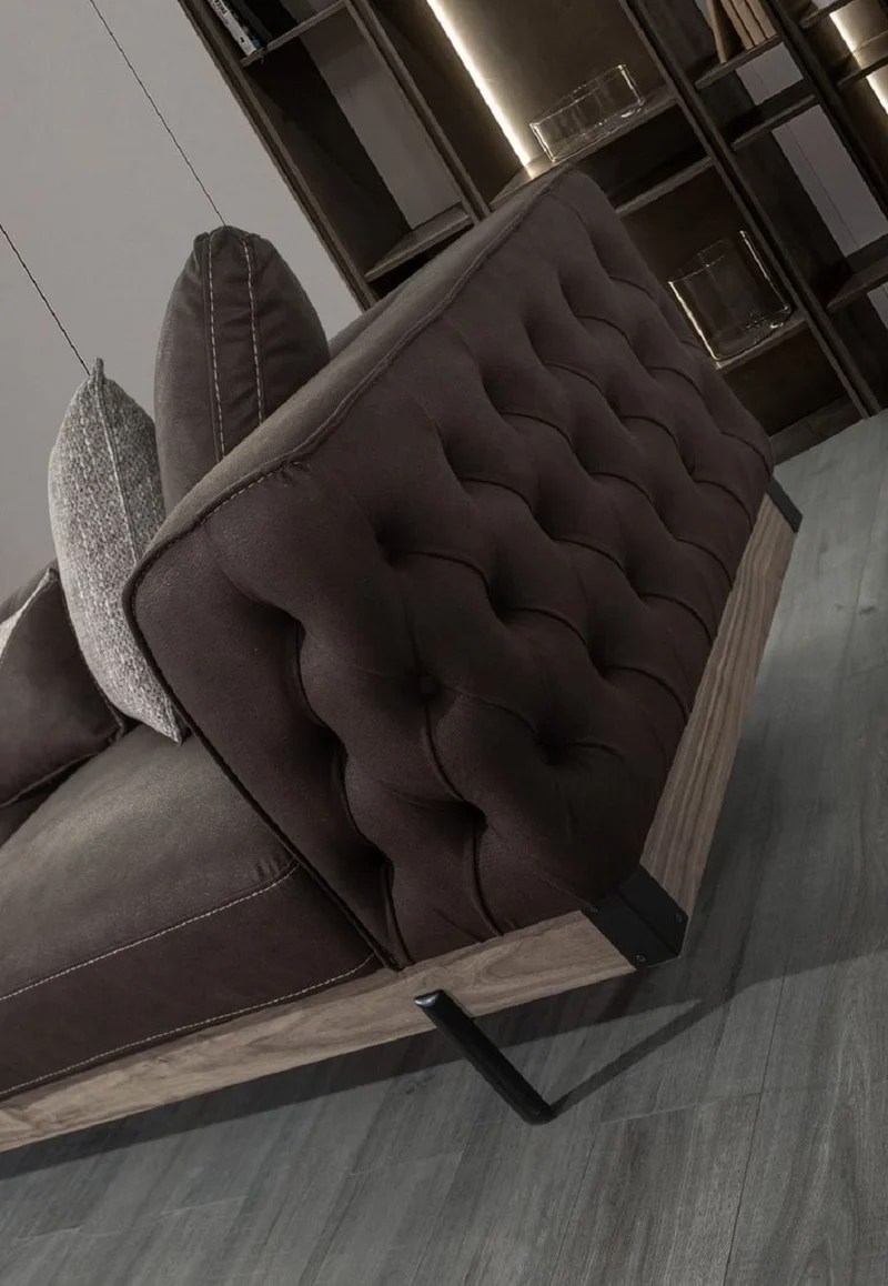 Casa Padrino Luxus Chesterfield 3er Sofa Braun / Schwarz 240 x 96 x H. 75 cm - Wohnzimmer Sofa - Hotel Sofa - Wohnzimmer Möbel - Chesterfield Möbel - Luxus Möbel - Luxus Einrichtung
