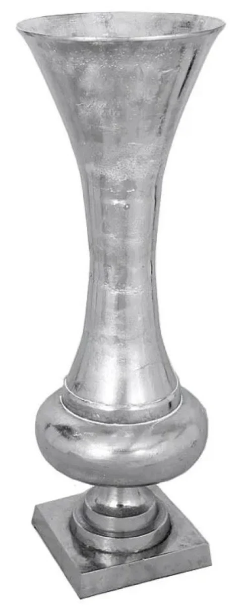 Casa Padrino Barock Vase Silber Ø 39 x H. 102 cm - Runde Barockstil Metall Blumenvase - Barock Deko Accessoires - Barock Interior