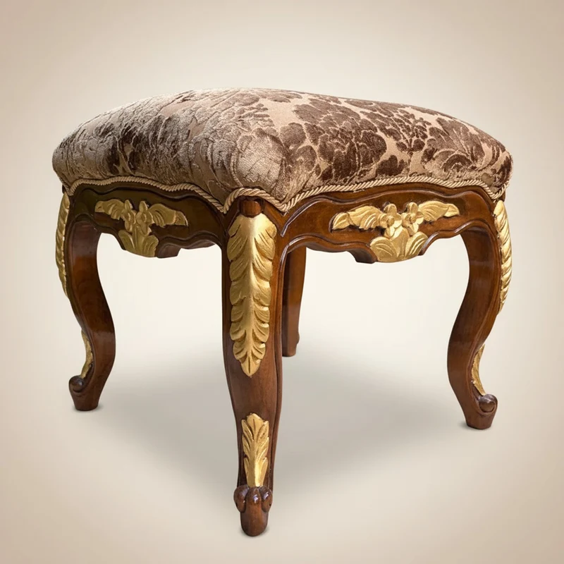 Pompöös by Casa Padrino Luxus Barock Sitzhocker Braun / Gold - Pompööser Barock Hocker designed by Harald Glööckler - Pompööse Barock Möbel